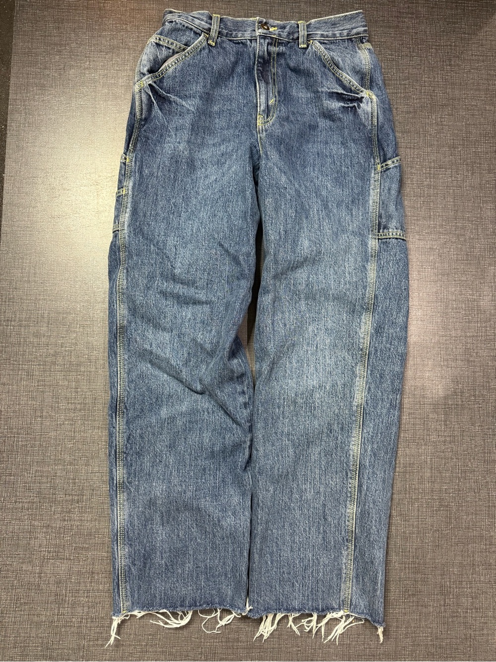 Relaxed Blue Denim Work-Style Jeans - Men's Casual Carpenter Pants